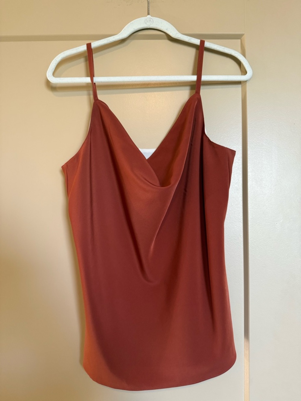 DKNY Two Tone Rust Orange Cowl Neck Tank Top